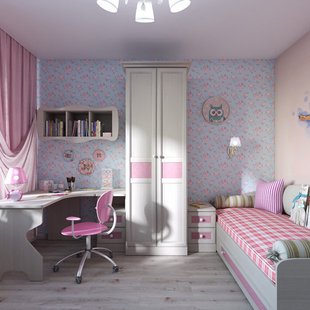 Фото из портфолио Детская для девочки гимнастки. Романтический стиль, розово-голубая цветовая гамма. – фотографии дизайна интерьеров на INMYROOM