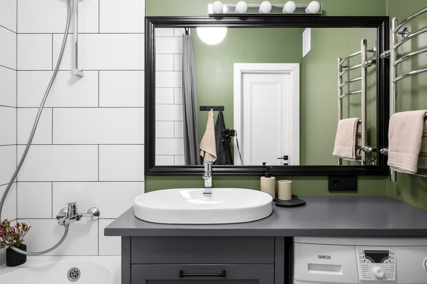 Фотография: Ванная в стиле Скандинавский, Современный, Квартира, Проект недели, Минск, 2 комнаты, 40-60 метров, Анжелика Макаревич – фото на INMYROOM