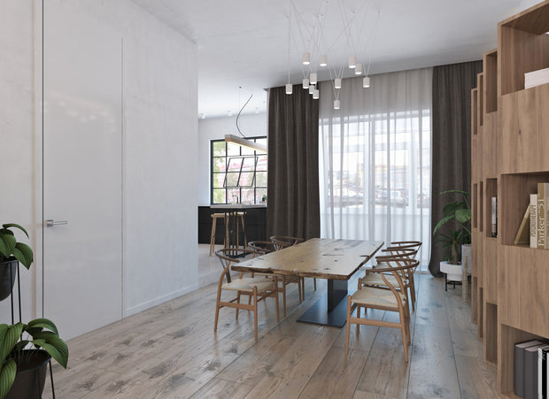 Фотография: Кухня и столовая в стиле Минимализм, Эко, Квартира, Проект недели, Московская область, Королев, Монолитный дом, 4 и больше, Более 90 метров, «Ригель и Балка» – фото на INMYROOM