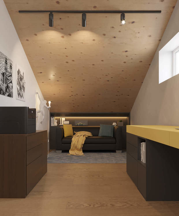 Фотография: Кабинет в стиле Современный, Дом, Проект дня, Бежевый, Серый, Коричневый, Альпы, Эко, Дом и дача, Geometrium, 4 и больше, Более 90 метров, Швейцария, Алена Гюмюшлю, Татьяна Плотникова – фото на INMYROOM