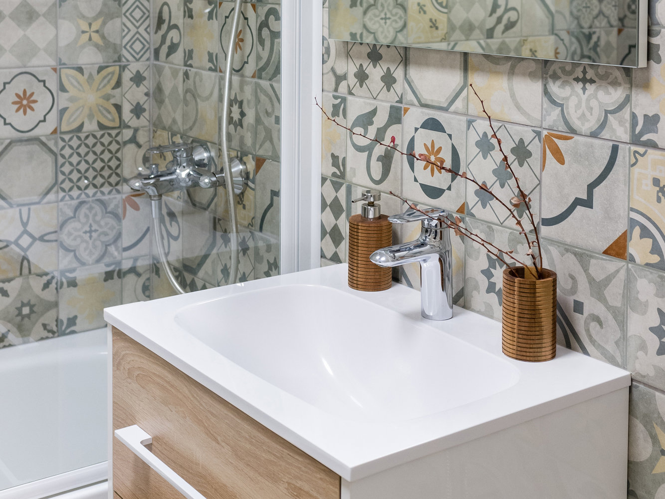 Фотография: Ванная в стиле Современный, Квартира, Проект недели, Бежевый, Голубой, Монолитный дом, 2 комнаты, 60-90 метров, #каксэкономить, Уфа, Светлана Носова – фото на INMYROOM