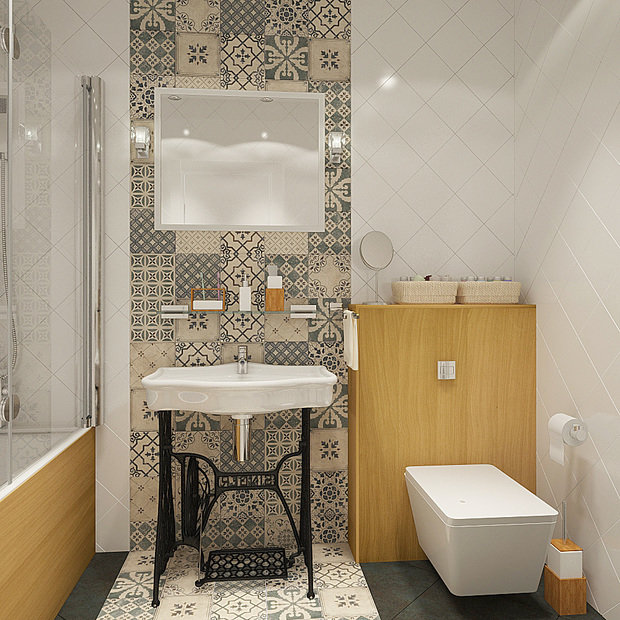 Фотография: Ванная в стиле Прованс и Кантри, Скандинавский, Малогабаритная квартира, Квартира, Дома и квартиры, IKEA, Проект дня – фото на INMYROOM