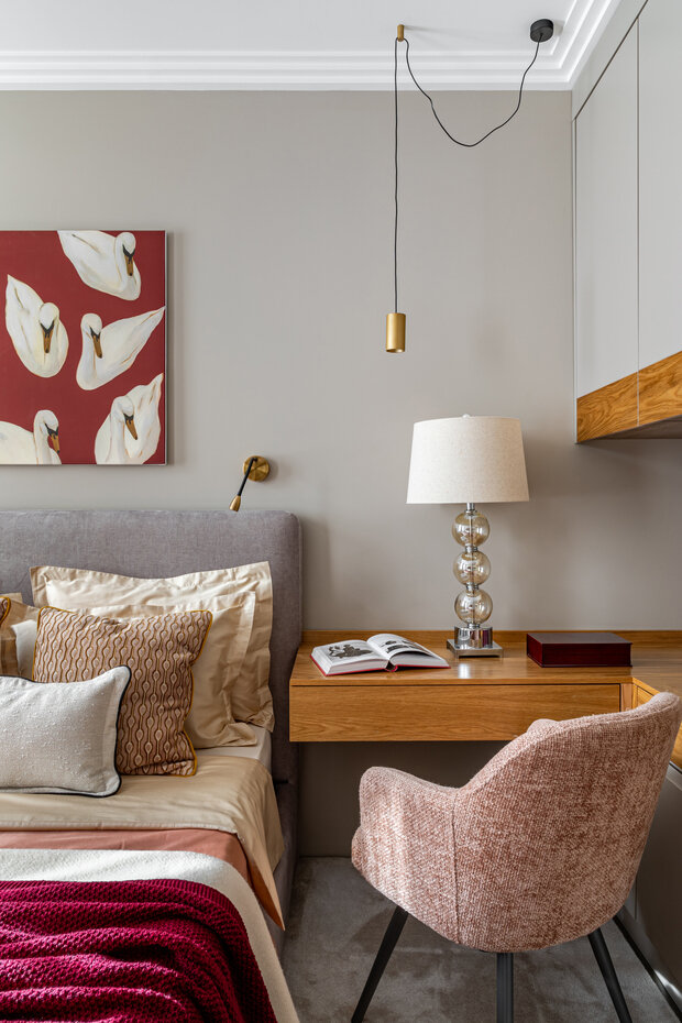 Фотография: Спальня в стиле Современный, Квартира, Проект дня, 2 комнаты, 40-60 метров, ЖК «Пятницкие кварталы» – фото на INMYROOM