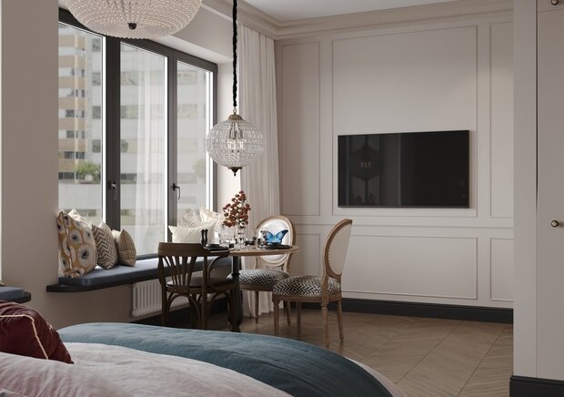 Фотография: Спальня в стиле Классический, Современный, Эклектика, Квартира, Студия, Проект дня, Москва, до 40 метров, Ира Носова – фото на INMYROOM
