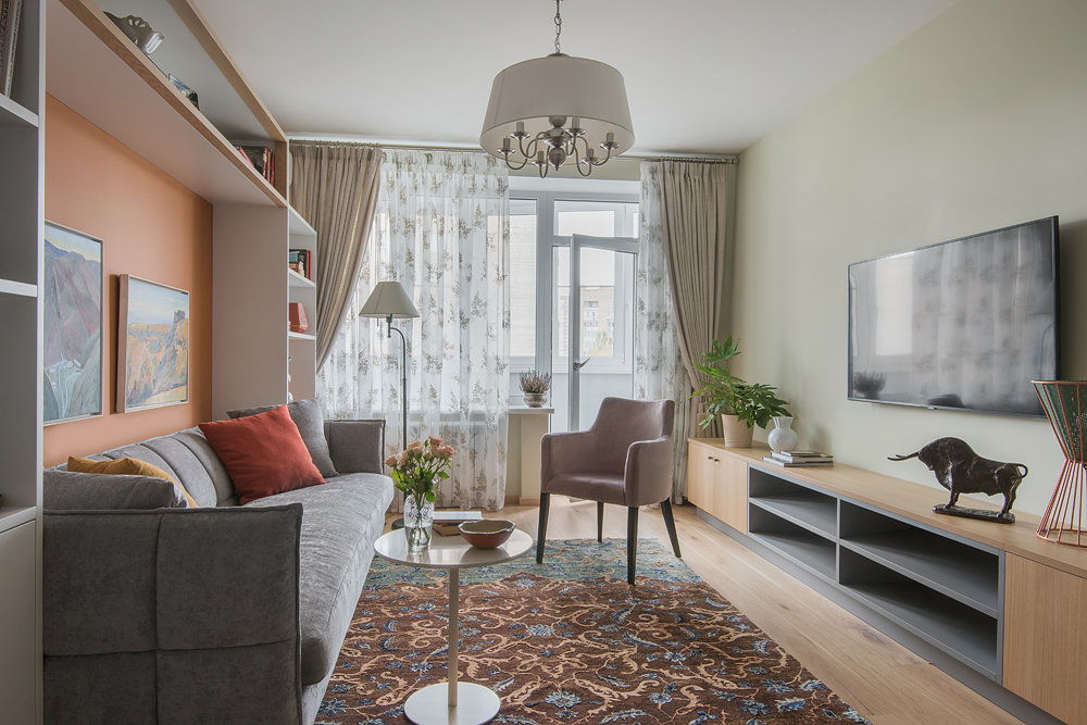 Фотография: Гостиная в стиле Современный, Прованс и Кантри, Квартира, Проект недели, Москва, 2 комнаты, 60-90 метров, Наталия Суслина – фото на INMYROOM Фотография: Гостиная в стиле Современный, Прованс и Кантри, Квартира, Проект недели, Москва, 2 комнаты, 60-90 метров, Наталия Суслина – фото на INMYROOM