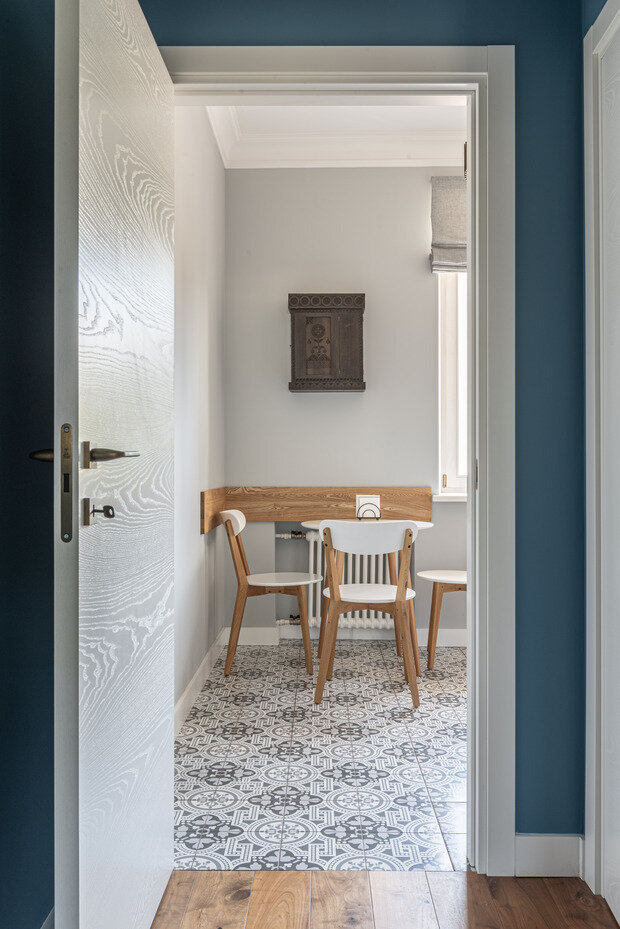 Фотография: Кухня и столовая в стиле Скандинавский, Современный, Квартира, Проект дня, Москва, Сталинка, Кирпичный дом, 3 комнаты, 60-90 метров, эклектичный с элементами этники и современного дизайна, Екатерина Евтихиева – фото на INMYROOM