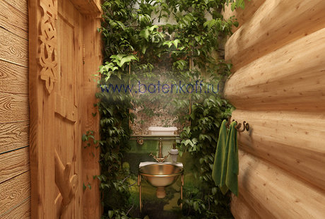 Дизайн интерьера туалета в русской бане в г. Москва. 