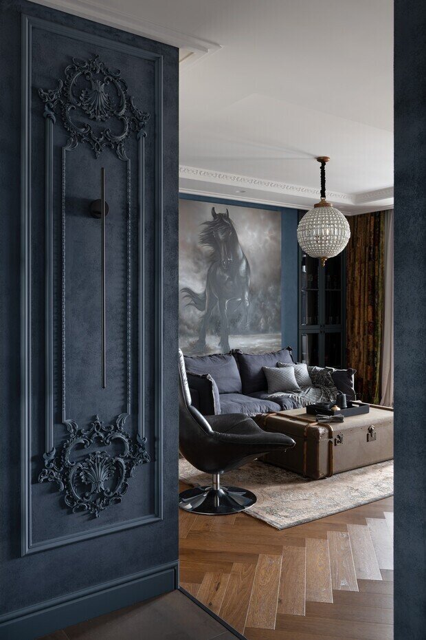 Фотография: Гостиная в стиле Классический, Эклектика, Квартира, Проект дня, Калининград, Кирпичный дом, 2 комнаты, 60-90 метров, минимализм, современный, дизайн интерьера фото – фото на INMYROOM