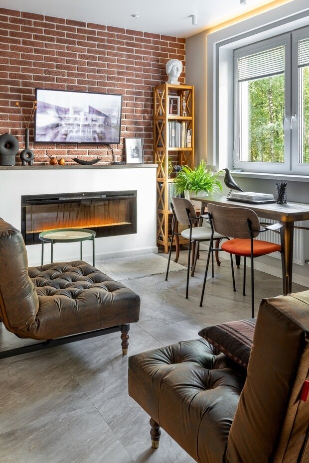 Фотография: Гостиная в стиле Лофт, Современный, Эклектика, Малогабаритная квартира, Квартира, Проект недели, Минск, 2 комнаты, 40-60 метров, Бохо, Галина Бардашевич – фото на INMYROOM