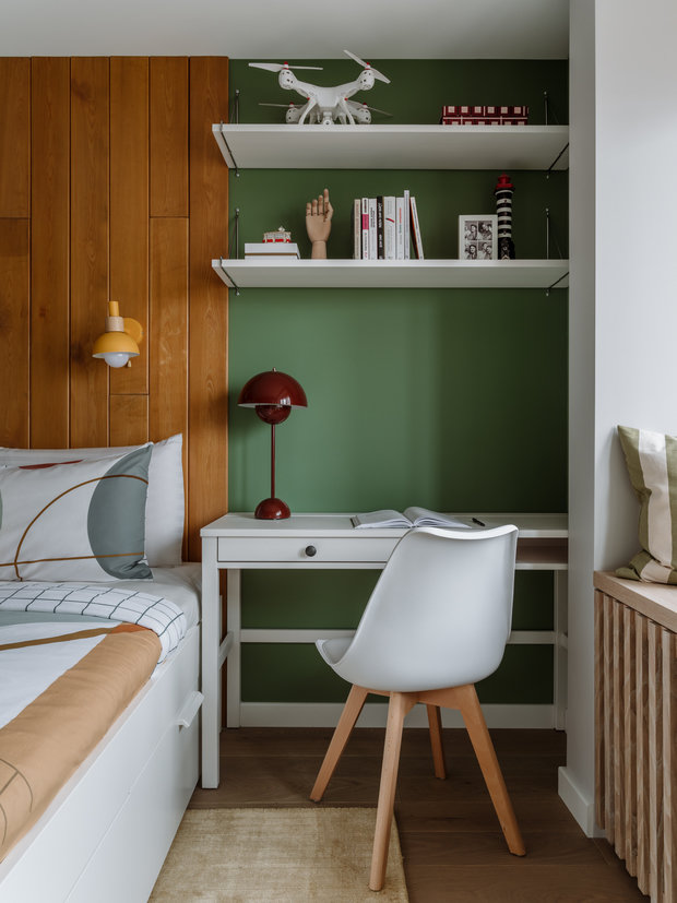 Фотография: Спальня в стиле Скандинавский, Квартира, Проект недели, Москва, 3 комнаты, 40-60 метров, Carton Group – фото на INMYROOM