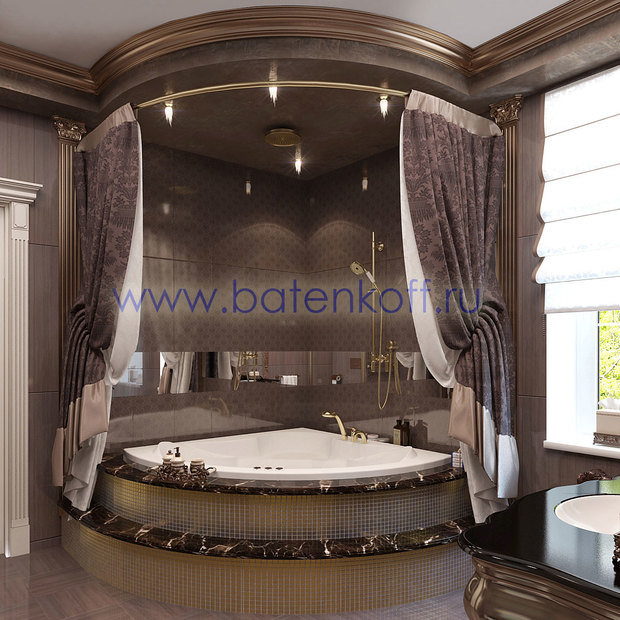 Фото из портфолио Дизайн проект ванной комнаты в классическом стиле от Батенькофф в таунхаусе. Поселок Палникс. – фотографии дизайна интерьеров на InMyRoom.ru