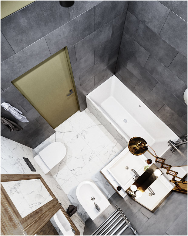 Фотография: Ванная в стиле Лофт, Эклектика, Квартира, Проект недели, Санкт-Петербург, Макс Жуков, Виктор Штефан, ToTaste Studio, 3 комнаты, 60-90 метров – фото на INMYROOM