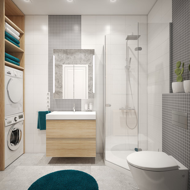 Фотография: Ванная в стиле Скандинавский, Современный, Дом, Проект недели, Дом и дача, Московская область, кухня-гостиная дизайн, Студия 3.14, Таунхаус, Тимур Абдрахманов, Борис Комаровский, Ирина Леготкина, таунхаус с мансардой – фото на INMYROOM