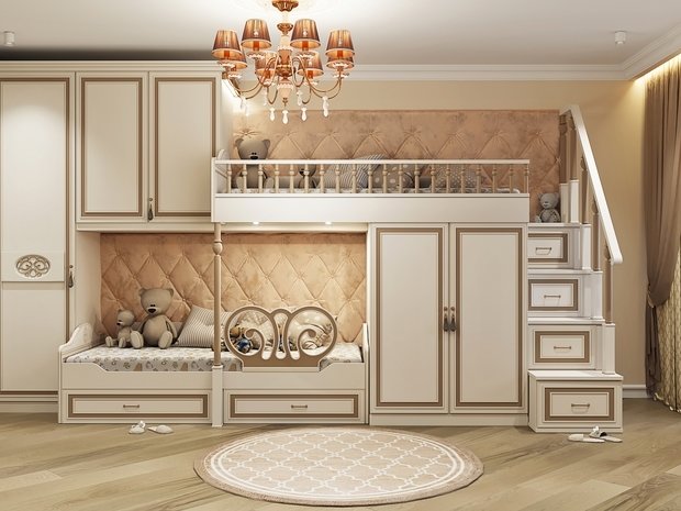 Фото из портфолио Детская для девочек с двухярусной кроватью – фотографии дизайна интерьеров на INMYROOM