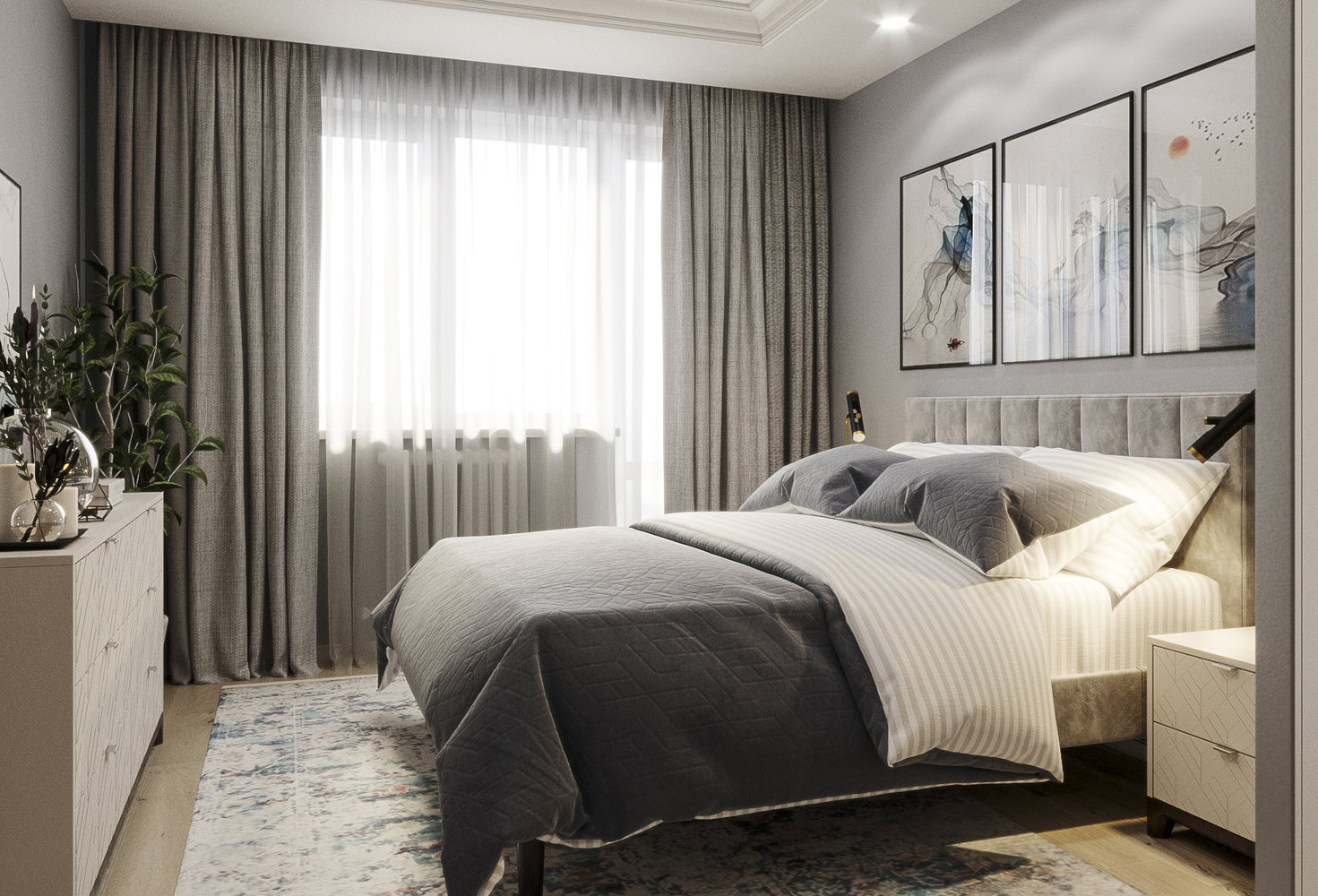 Фотография: Спальня в стиле Современный, Скандинавский, Проект недели, Москва, Панельный дом, 2 комнаты, 40-60 метров, Veronika Marfina – фото на INMYROOM Фотография: Спальня в стиле Современный, Скандинавский, Проект недели, Москва, Панельный дом, 2 комнаты, 40-60 метров, Veronika Marfina – фото на INMYROOM