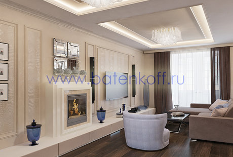 Дизайн проект кухни гостиной в квартире на Ботанической. 