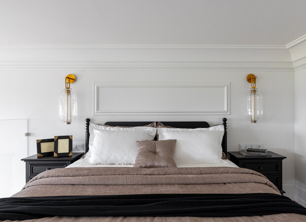 Фотография: Спальня в стиле Классический, Современный, Эклектика, Проект дня, Пентхаус, Москва, Раменское, 2 комнаты, 60-90 метров, Мариетта Мнацаканян – фото на INMYROOM