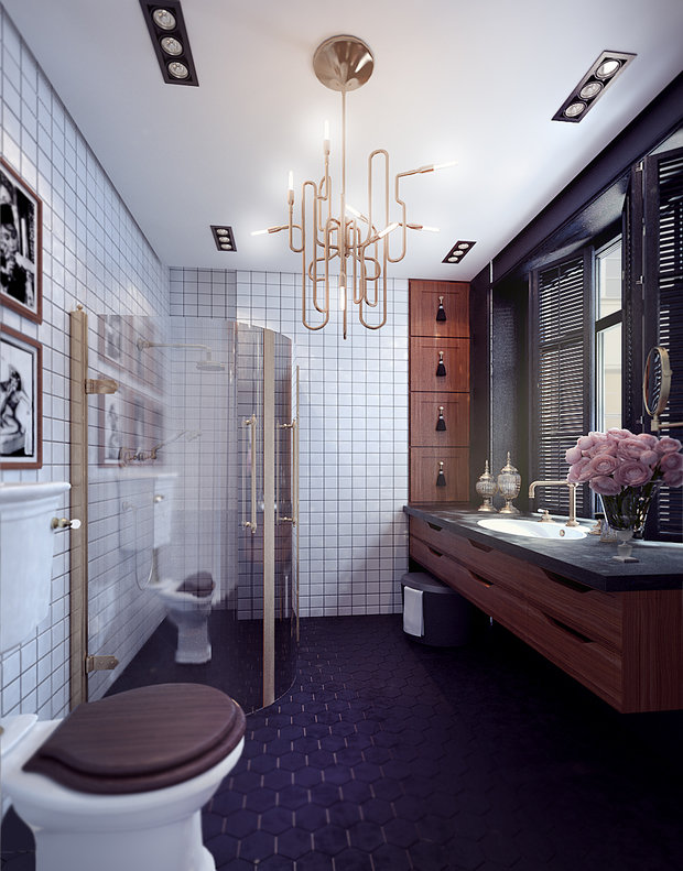 Фотография: Ванная в стиле Восточный, Квартира, Дома и квартиры, Проект недели, Ар-деко – фото на INMYROOM