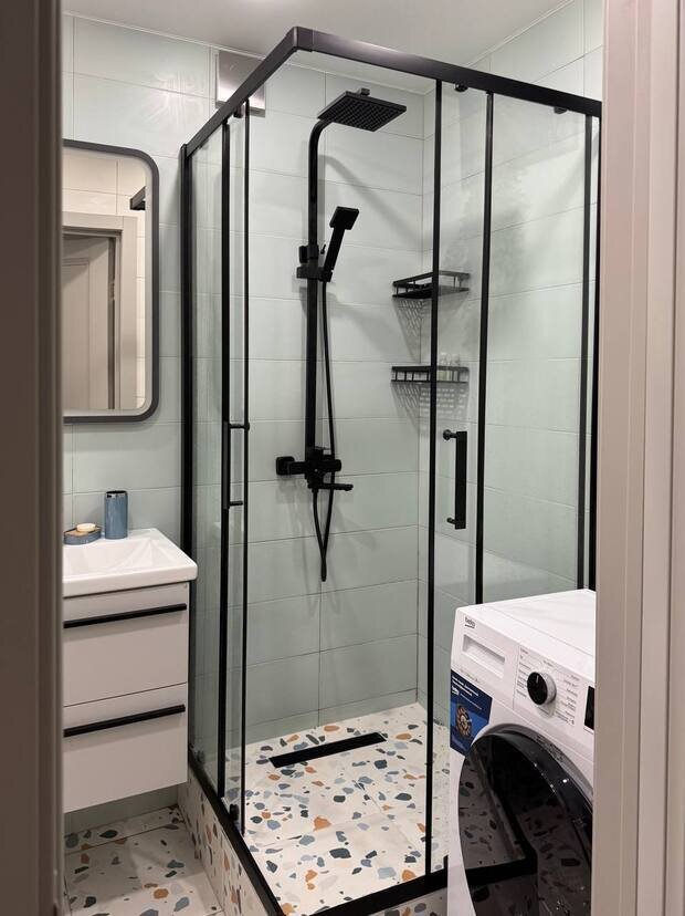 Фотография: Ванная в стиле Скандинавский, Современный, Квартира, Проект дня, Санкт-Петербург, Хрущевка, 2 комнаты, 40-60 метров, Анна Карачева – фото на INMYROOM