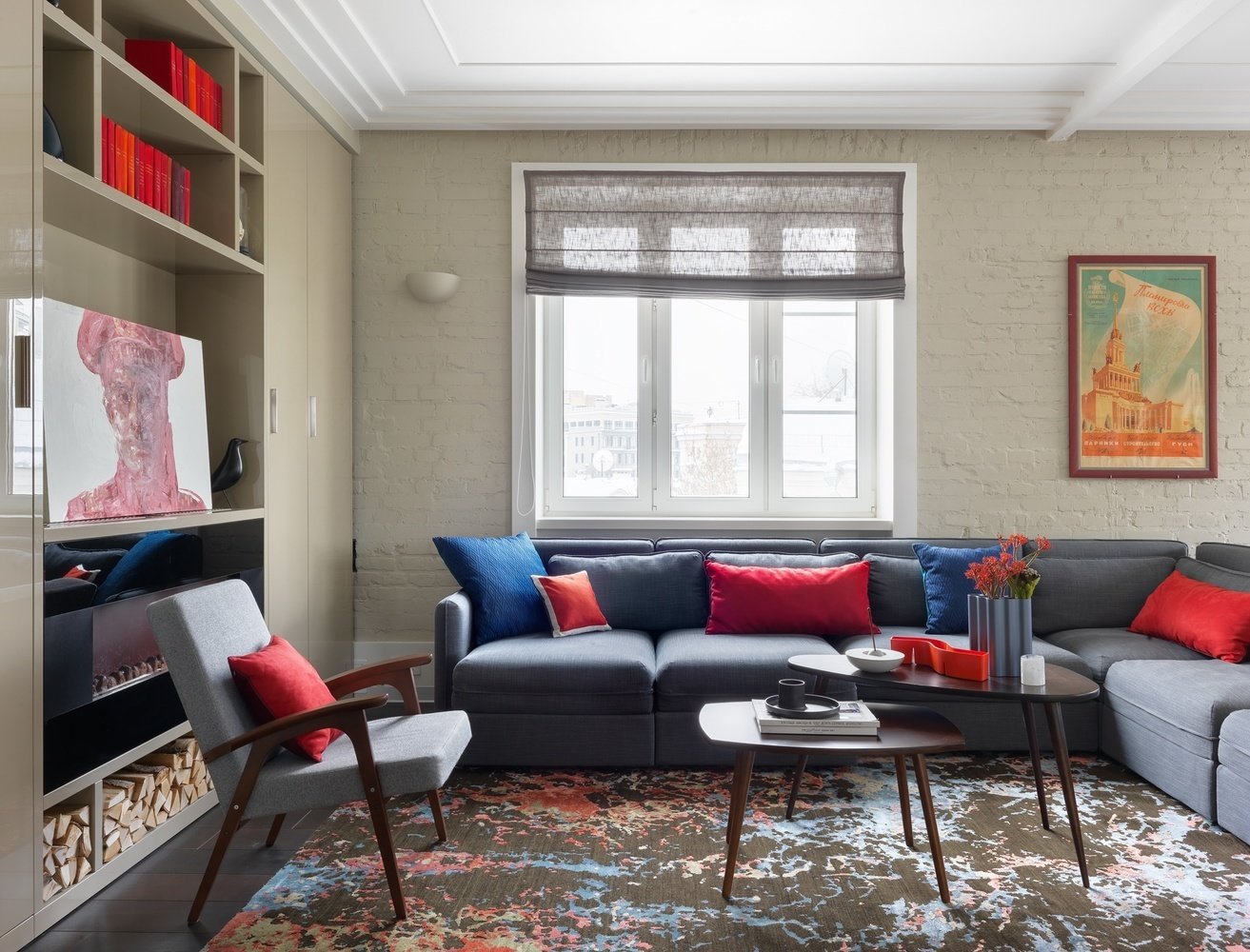 Фотография: Гостиная в стиле Современный, Эклектика, Винтажный, Квартира, Проект недели, Михаил Новинский, Кирпичный дом, 4 и больше, Более 90 метров, Марк Гришин, Анастасия Коннова – фото на INMYROOM Фотография: Гостиная в стиле Современный, Эклектика, Винтажный, Квартира, Проект недели, Михаил Новинский, Кирпичный дом, 4 и больше, Более 90 метров, Марк Гришин, Анастасия Коннова – фото на INMYROOM