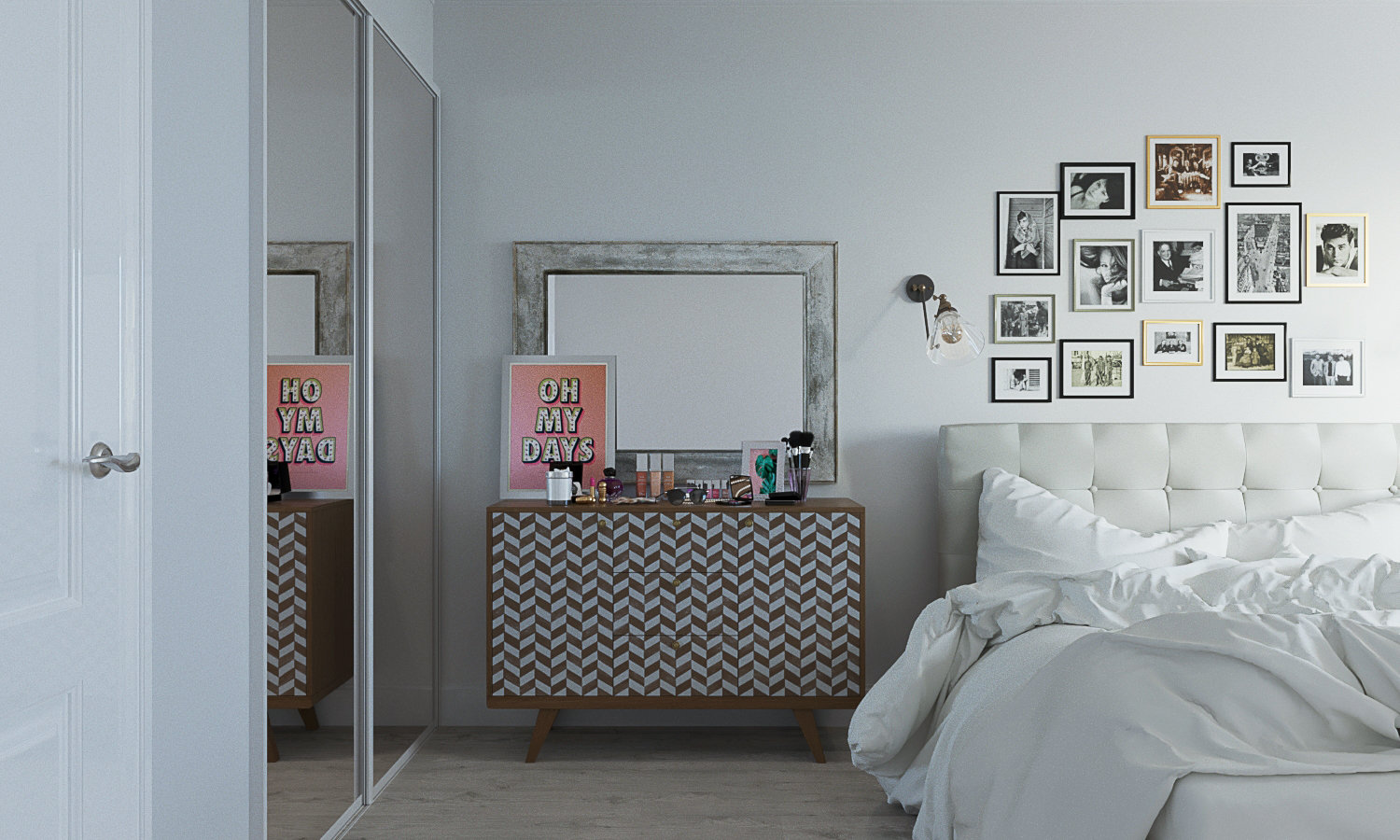 Фотография: Спальня в стиле Скандинавский, Квартира, Проект недели, Екатеринбург, Монолитный дом, Юлия Калеми, 3 комнаты, 60-90 метров – фото на INMYROOM