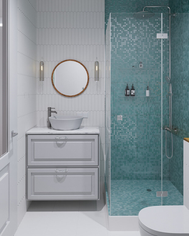 Фотография: Ванная в стиле Современный, Прованс и Кантри, Квартира, Проект недели, Москва, 2 комнаты, 60-90 метров, Студия NSQ, Света Константинова – фото на INMYROOM