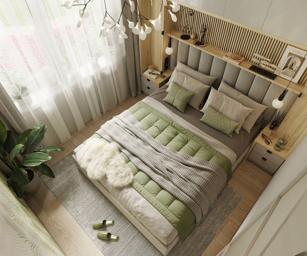 Фотография: Спальня в стиле Современный, Эко, Дом, Проект недели, Дача, Московская область, 2 комнаты, 40-60 метров, Studio Anri – фото на INMYROOM