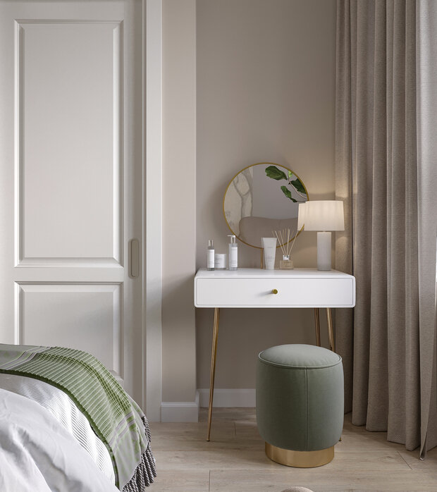 Визуализация интерьера спальни в стиле минимализм