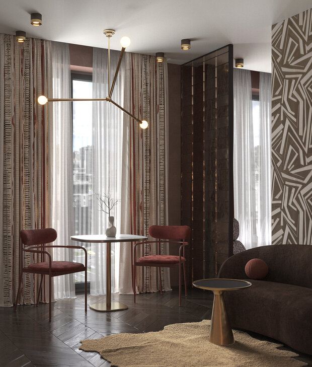 Фотография: Гостиная в стиле Современный, Эклектика, Малогабаритная квартира, Квартира, Проект недели, Москва, Монолитный дом, 1 комната, до 40 метров, terracotta.buro, Илона Рафикова – фото на INMYROOM