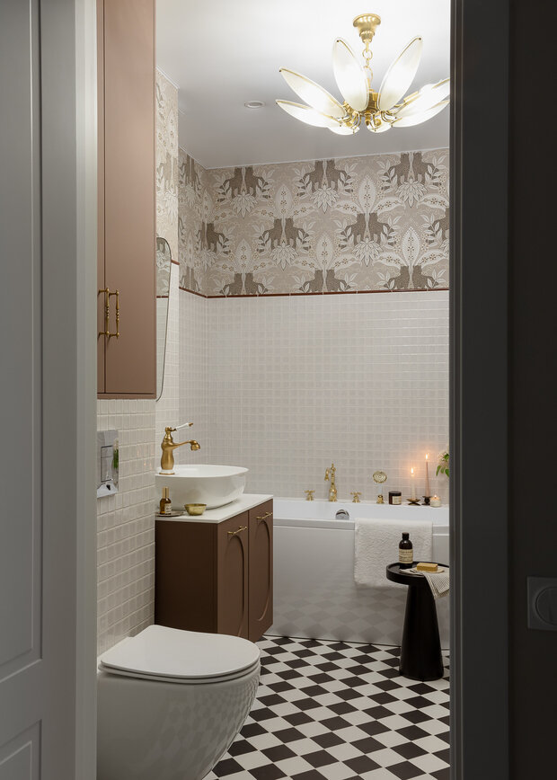 Фотография: Ванная в стиле Классический, Современный, Квартира, Проект дня, Екатеринбург, Монолитный дом, 2 комнаты, 40-60 метров, современный с элементами ретро, Анастасия Гавриленко, Анастасия Камаева – фото на INMYROOM