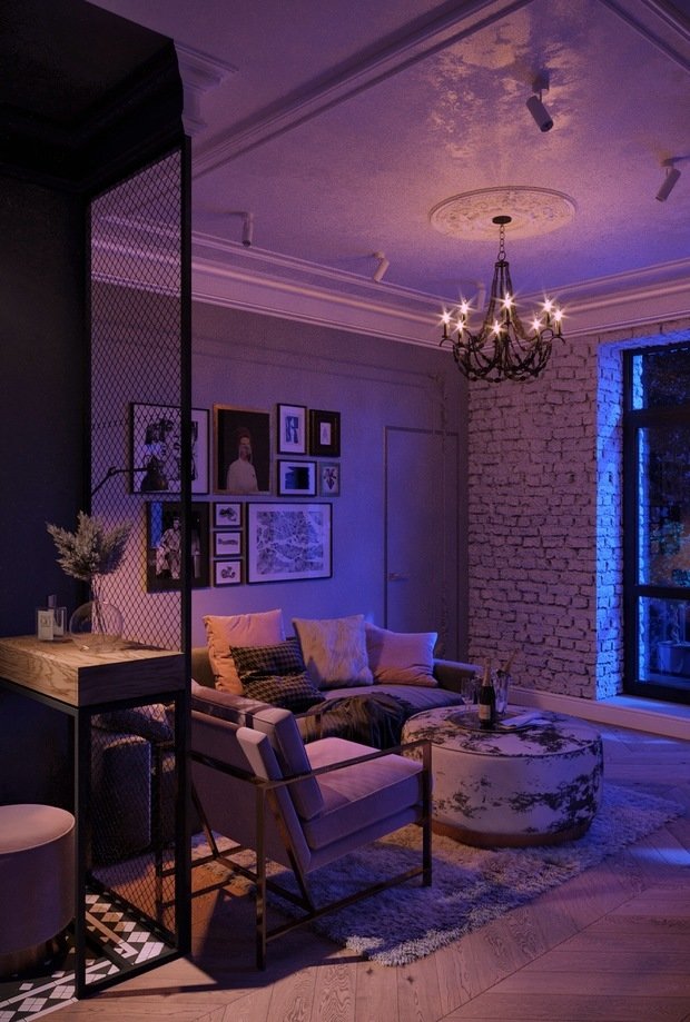 Фотография: Гостиная в стиле Лофт, Эклектика, Квартира, Проект недели, Москва, 3 комнаты, 60-90 метров, Анна Показаньева – фото на INMYROOM