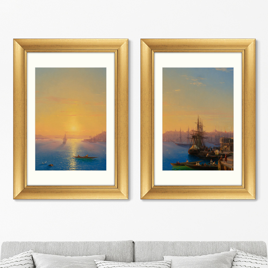 Набор из двух репродукций картин View Of Constantinople And The Bosphorus 1856 г.