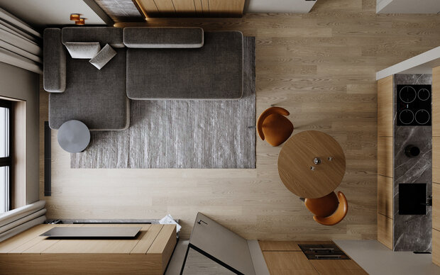 Фото из портфолио Визуализация кухни-гостиной – фотографии дизайна интерьеров на INMYROOM