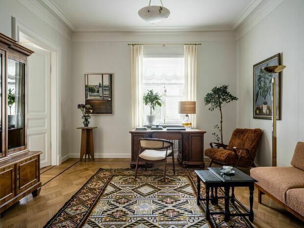 Фотография: Кабинет в стиле Эклектика, Винтажный, Классический, Современный, Квартира, Проект дня, Москва, 4 и больше, Более 90 метров, Елена Учаева – фото на INMYROOM