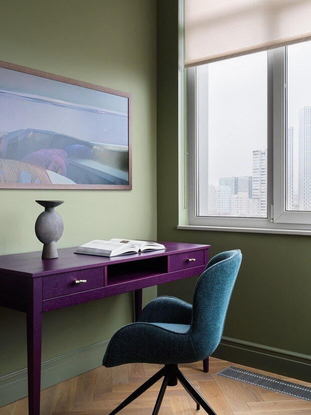 Фотография: Кабинет в стиле Современный, Винтажный, Квартира, Проект недели, Москва, Монолитный дом, 3 комнаты, 60-90 метров, Вероника Князева – фото на INMYROOM