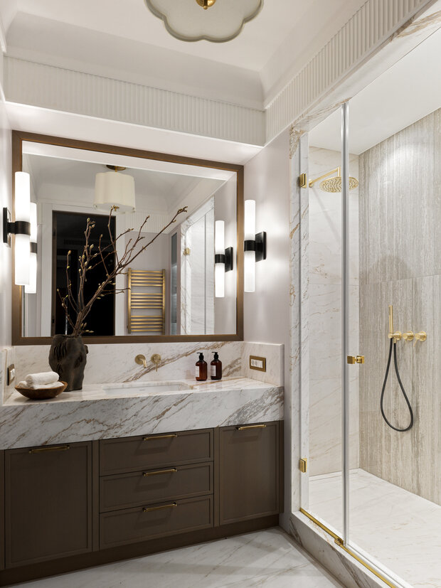 Фотография: Ванная в стиле Классический, Современный, Квартира, Проект дня, Москва, 2 комнаты, 60-90 метров, Эксклюзивные проекты, минимализм с элементами современного дизайна, эклектика: парижский шик, Кирилл Шабанов – фото на INMYROOM