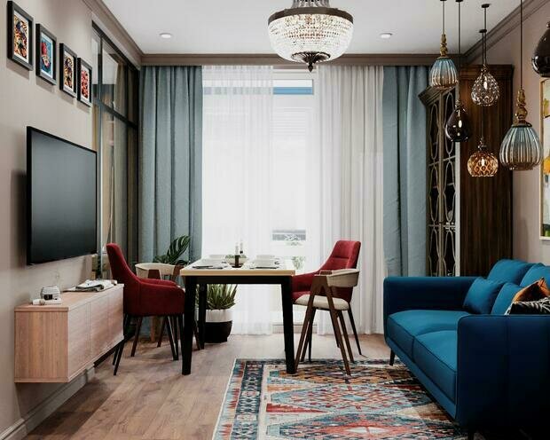 Фотография: Гостиная в стиле Скандинавский, Современный, Эклектика, Квартира, Проект недели, Санкт-Петербург, Монолитный дом, 3 комнаты, 60-90 метров, VizDiz, Илона Ореховская – фото на INMYROOM