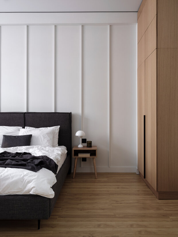 Фотография: Спальня в стиле Скандинавский, Современный, Минимализм, Квартира, Проект дня, Москва, Сталинка, Кирпичный дом, 2 комнаты, 40-60 метров, Sams.Interior, Анна Мальцева, Винтажный – фото на INMYROOM