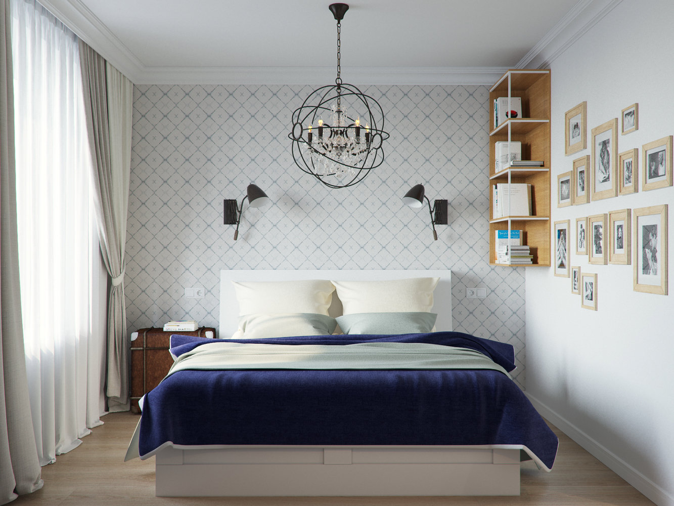 Фотография: Спальня в стиле Скандинавский, Квартира, Проект недели, Москва, Никита Зуб, Блочный дом, 3 комнаты, Дизайн-студия «Цуккини», 60-90 метров – фото на INMYROOM