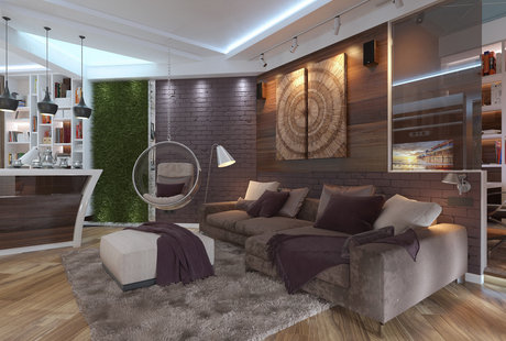 Двухкомнатная квартира 90 кв. м в современном стиле для молодого мужчины