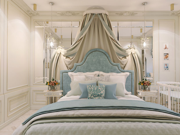 Фотография: Спальня в стиле Классический, Эклектика, Квартира, Проект недели, Москва, Яна Волкова, Юрий Волков, Студия Волковых, новостройка, Монолитный дом, 2 комнаты, 60-90 метров – фото на INMYROOM