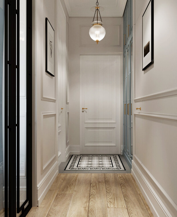 Фотография: Прихожая в стиле Классический, Современный, Эклектика, Квартира, Проект недели, Голубой, 1 комната, до 40 метров, энциклопедия_интерьер, Вера Шеверденок – фото на INMYROOM