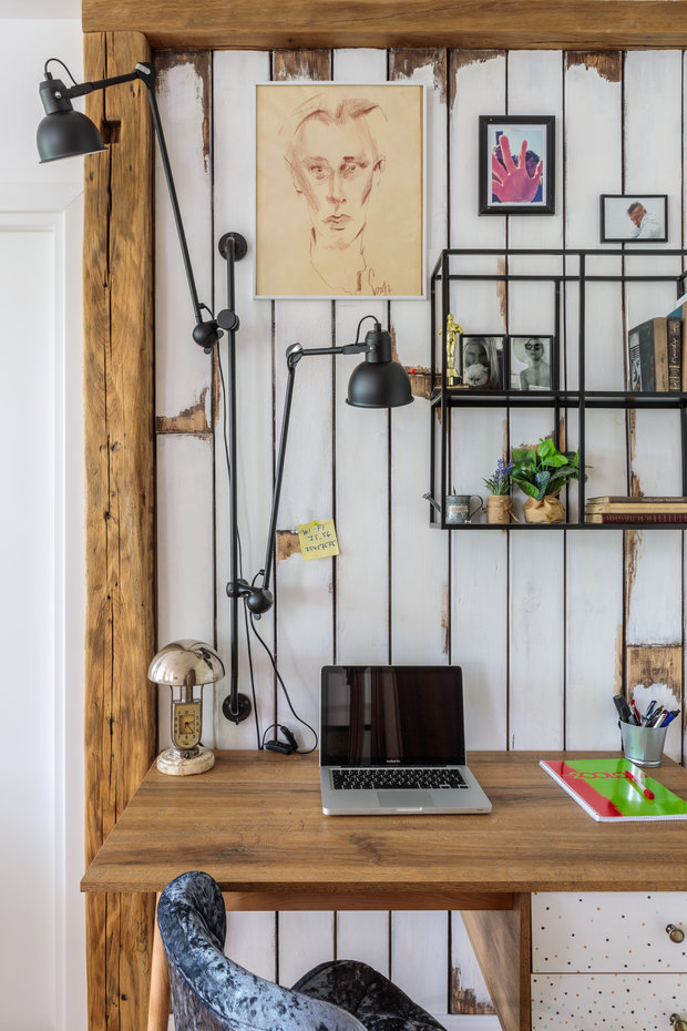 Фотография: Кабинет в стиле Скандинавский, Эклектика, Квартира, Проект недели, Москва, Кирпичный дом, Павел Фотеев – фото на INMYROOM