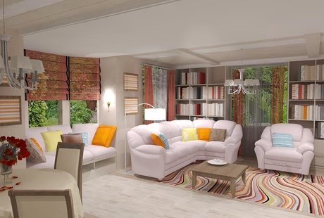 Дизайн-проект загородного дома в стиле эклектика (кантри, прованс, этнический стиль)