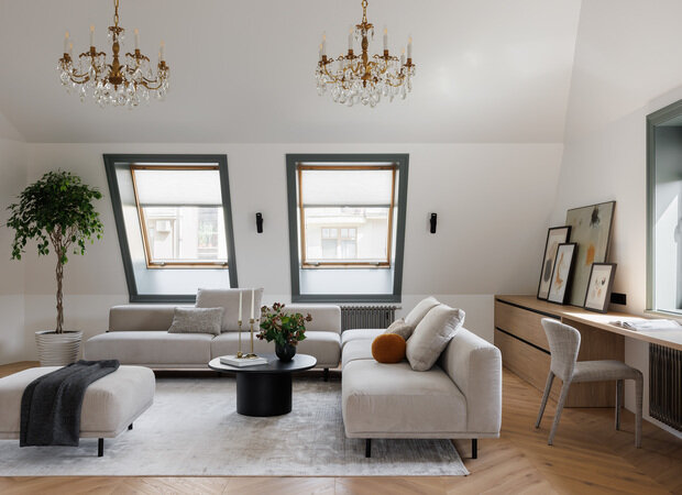 Фотография: Гостиная в стиле Скандинавский, Современный, Минимализм, Квартира, Проект дня, Санкт-Петербург, Кирпичный дом, 3 комнаты, Более 90 метров, Елена Булович – фото на INMYROOM