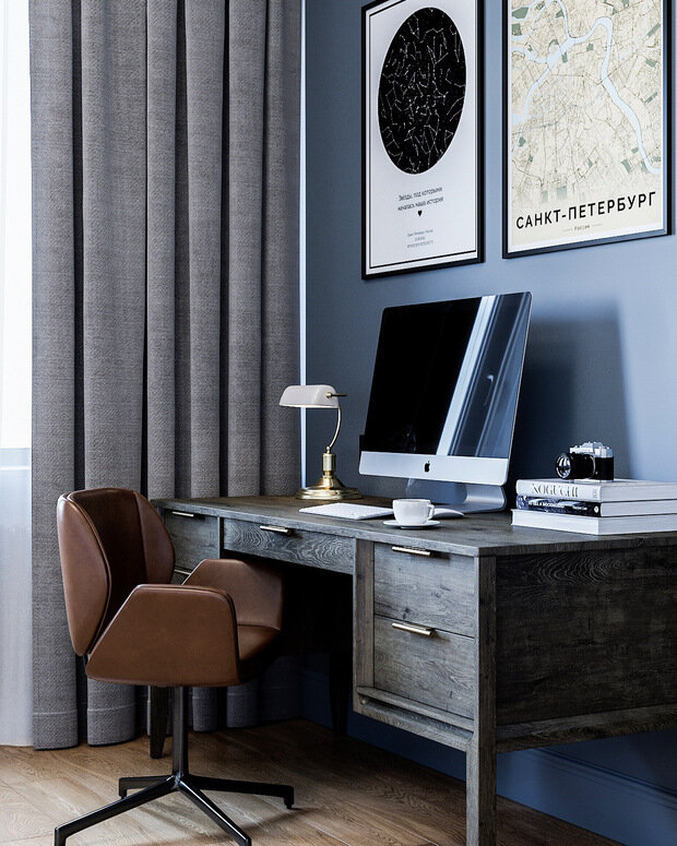 Фотография: Кабинет в стиле Современный, Квартира, Минимализм, Проект недели, Санкт-Петербург, 3 комнаты, 60-90 метров, ARCHIproject, Виктория Висторовская, Елизавета Раткевич – фото на INMYROOM