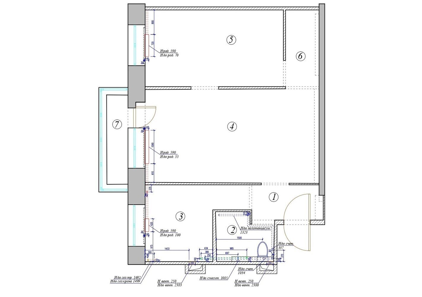 Фотография: Планировки в стиле , Современный, Малогабаритная квартира, Квартира, Проект дня, Москва, Хамовники, Хрущевка, 2 комнаты, 40-60 метров, Анастасия Заркуа – фото на INMYROOM