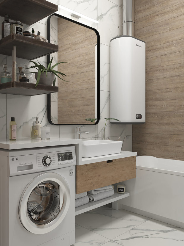 Фотография: Ванная в стиле Скандинавский, Советы, как обустроить санузел, санузел в типовой квартире, Ольга Погорелова, Сталинка, Панельный дом, Хрущевка, Кирпичный дом, П44т, II-29, Анна Сухая, TECE, Марина Меренкова, Галина Березкина, «Общая площадь», Хогарт_арт – фото на INMYROOM