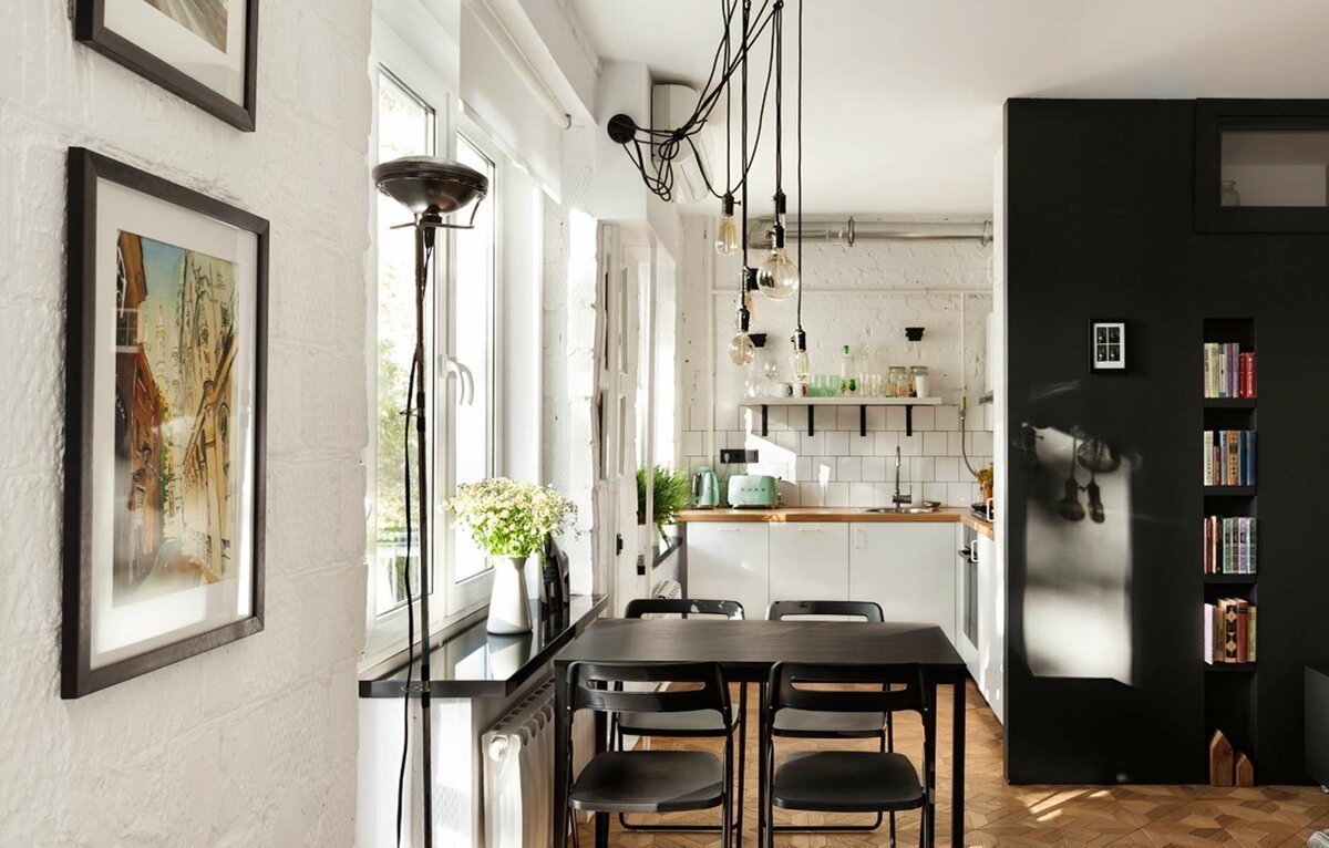 Фотография: Кухня и столовая в стиле Лофт, Скандинавский, Перепланировка, Хрущевка – фото на INMYROOM