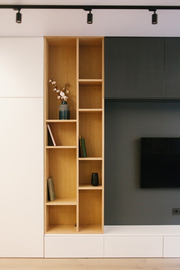 Фотография: Гостиная в стиле Современный, Квартира, Проект недели, Коммунарка, Монолитный дом, 2 комнаты, 60-90 метров, Veprince, Анастасия Загорельская – фото на INMYROOM